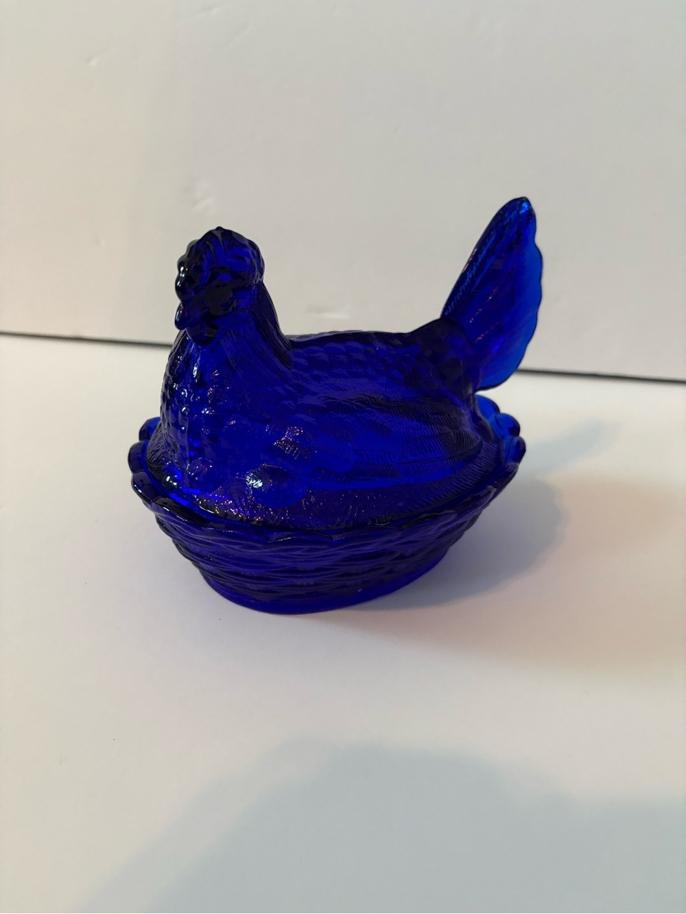 Cobalt Blue Glass Hen on Nest Decorative Dish